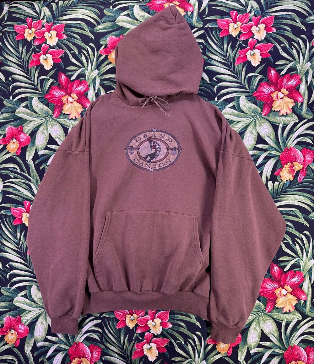 Kokopelli Flute Player Grand Canyon Brown Hoodie Size 2XL